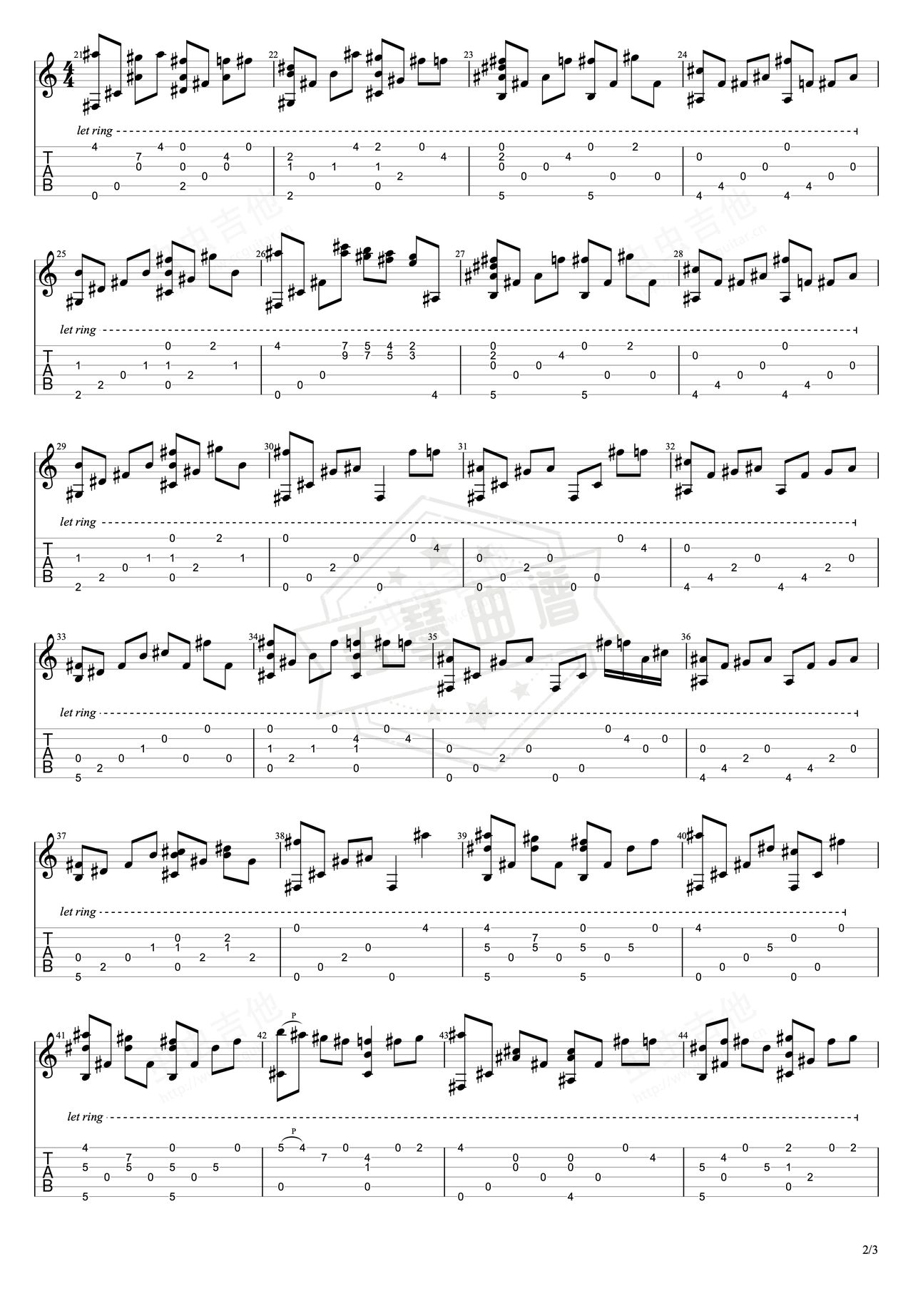 图片[2]-《少年の梦》吉他简谱F#/Gb指弹谱（岸部真明）-秀琴曲谱网