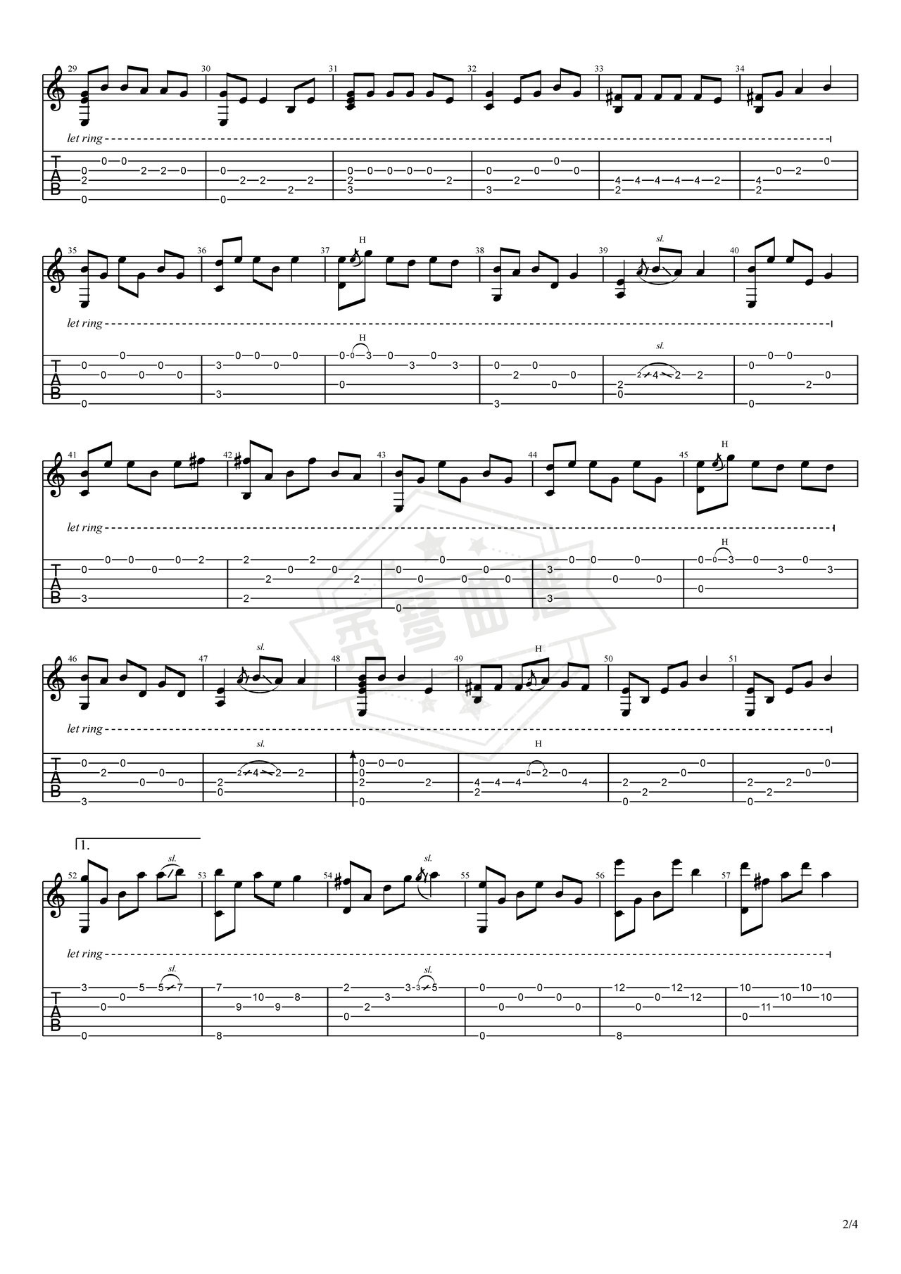 图片[2]-《丁香花》吉他简谱C调指弹谱（唐磊）-秀琴曲谱网