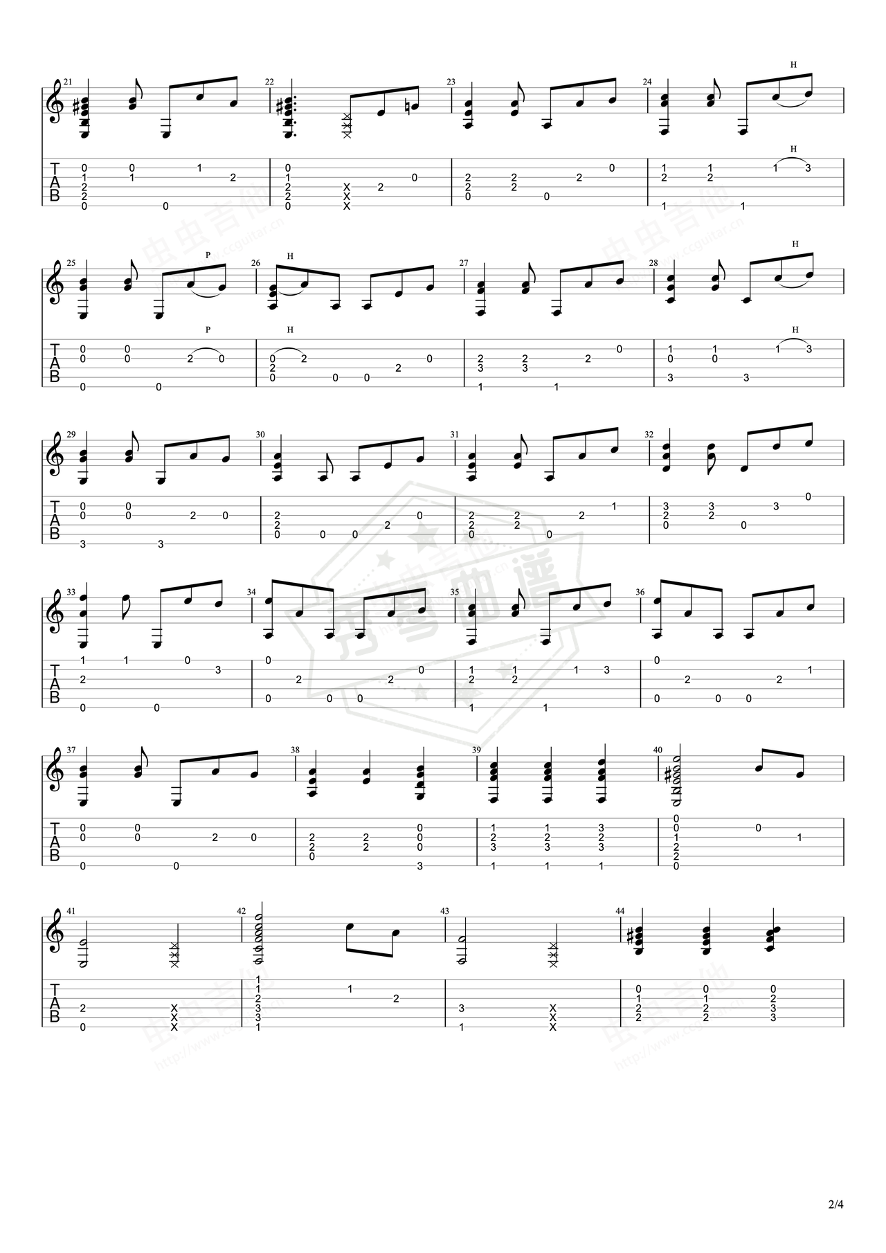 图片[2]-《加勒比海盗》吉他简谱C调弹唱谱（汉斯·季默）-秀琴曲谱网