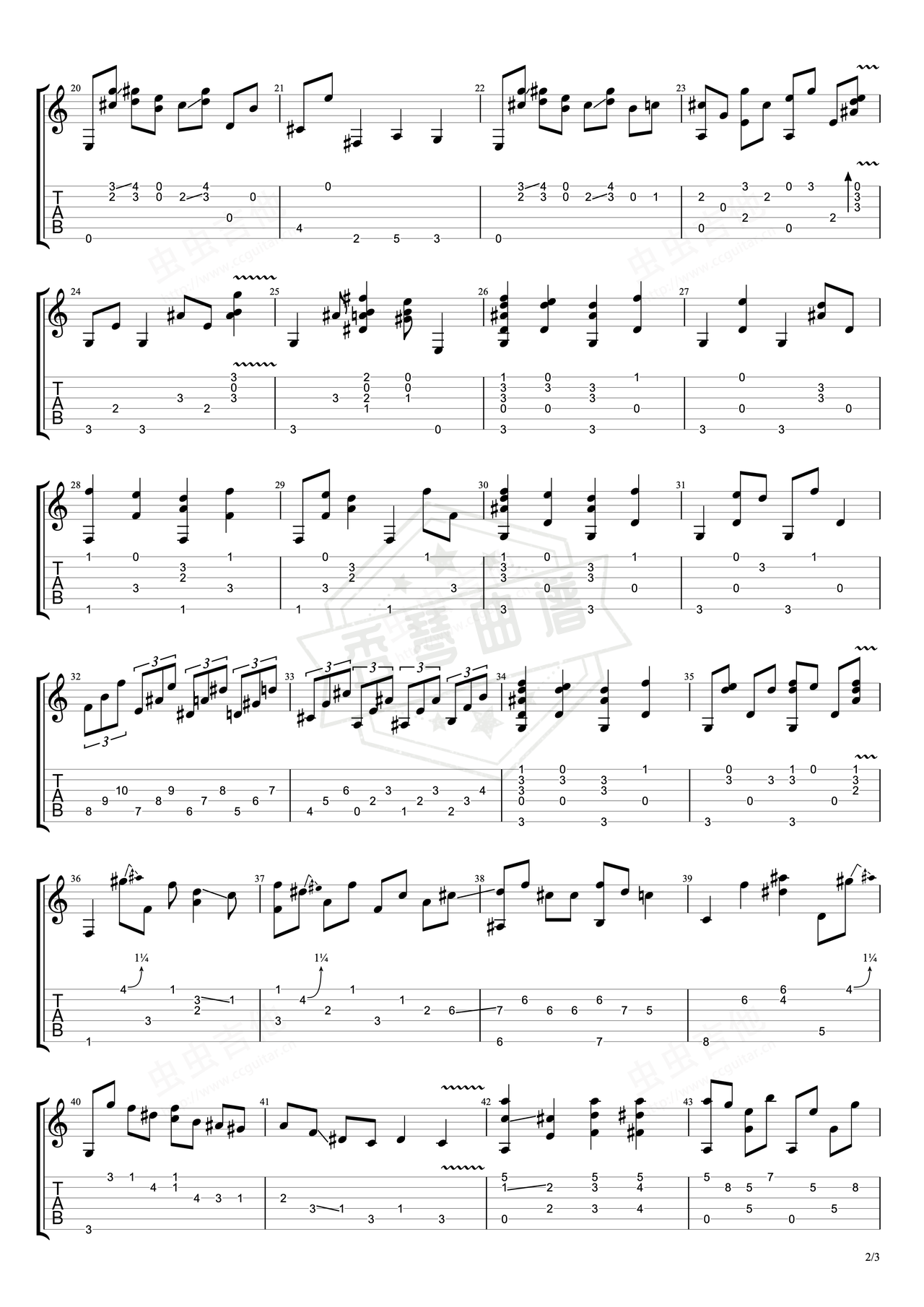 图片[2]-《Biskie》吉他简谱F调指弹谱（Tommy Emmanuel）-秀琴曲谱网