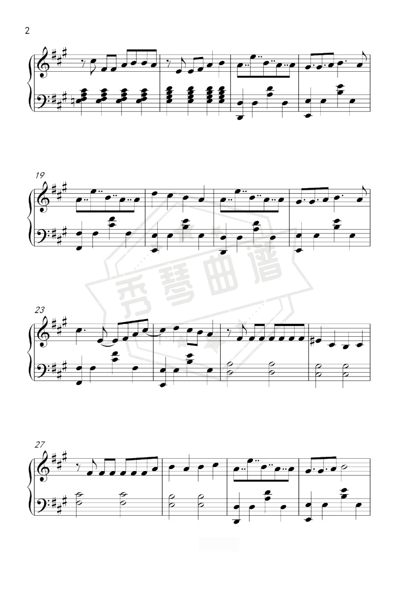 图片[2]-《One More Last Time》钢琴五线谱A调演奏版(Henry Young)-秀琴曲谱网