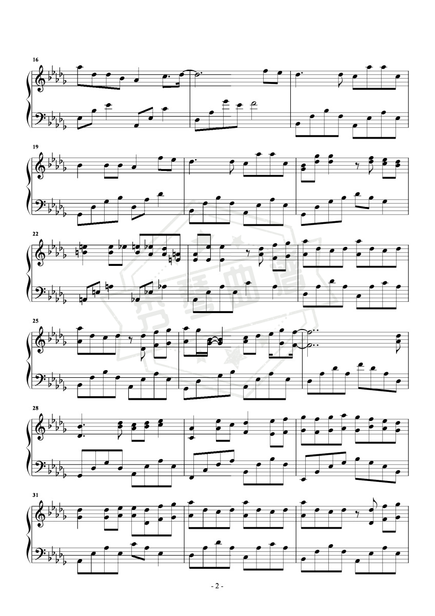 图片[2]-《恋爱画板》钢琴五线谱d调演奏版-秀琴曲谱网