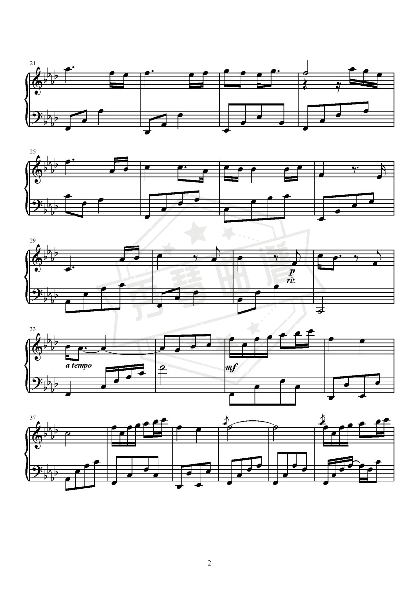 图片[2]-《你看你看月亮的脸》钢琴五线谱A调演奏版-秀琴曲谱网