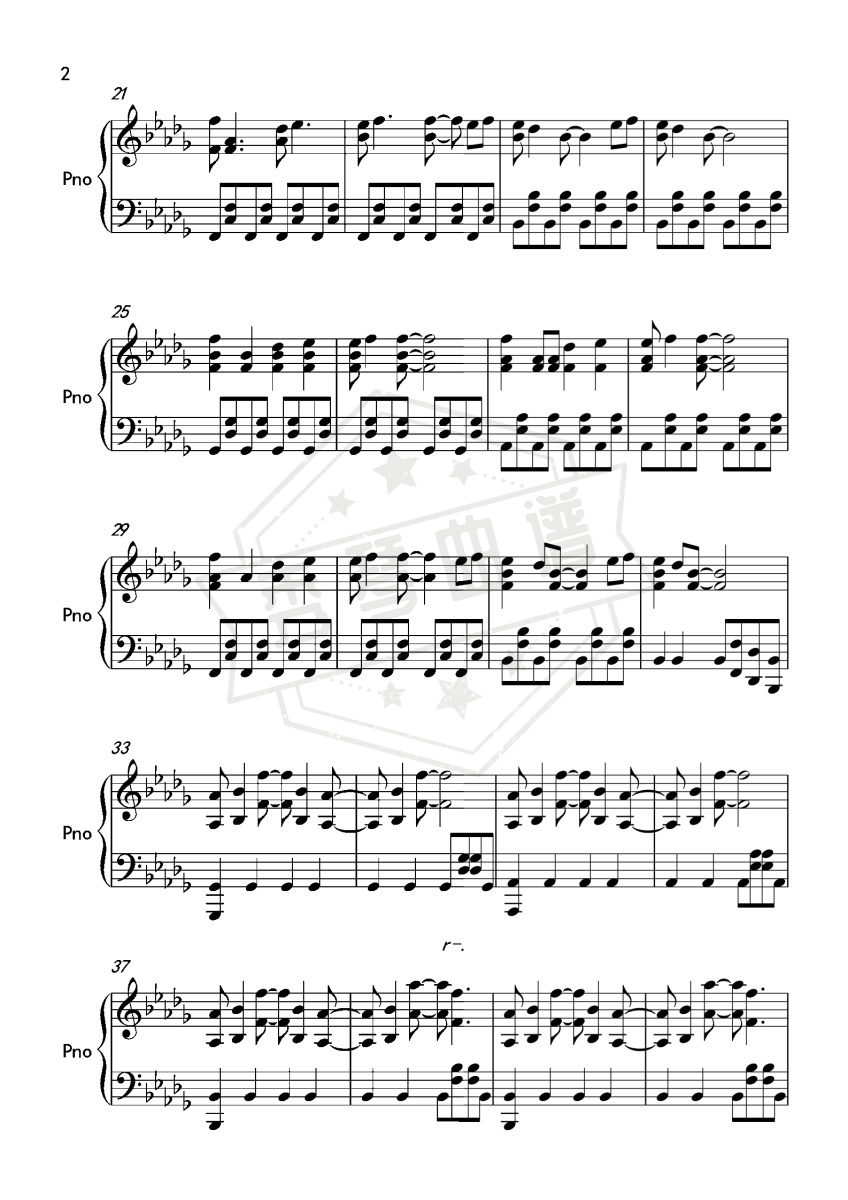 图片[2]-《爱人错过》钢琴五线谱d调演奏版-秀琴曲谱网