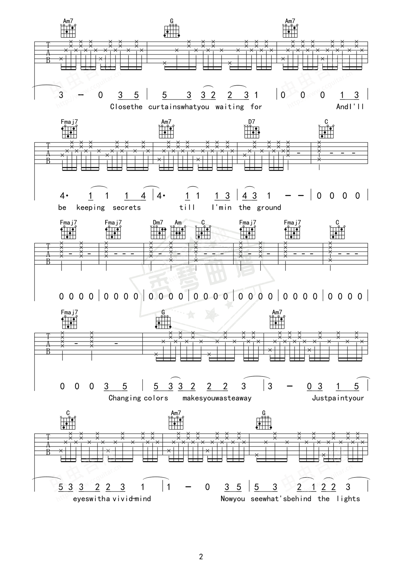图片[2]-《Shadow Of The Sun》吉他简谱C调弹唱谱（Max Elto）-秀琴曲谱网