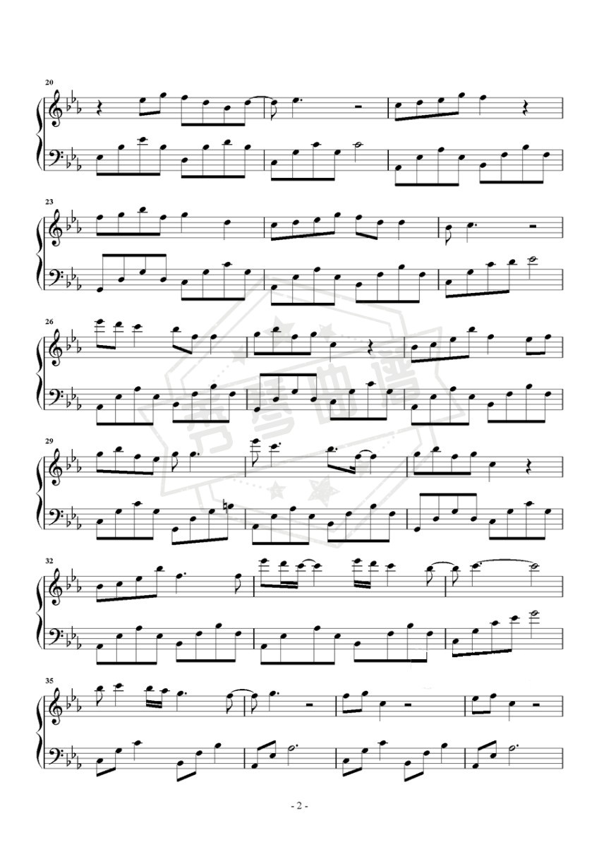 图片[2]-《思慕》钢琴五线谱e调演奏版-秀琴曲谱网