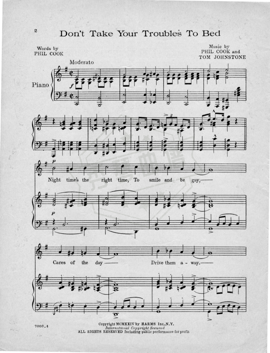 图片[2]-Plain Jane(Tom Johnstone)Don’t Take Your Troubles to Bed-秀琴曲谱网