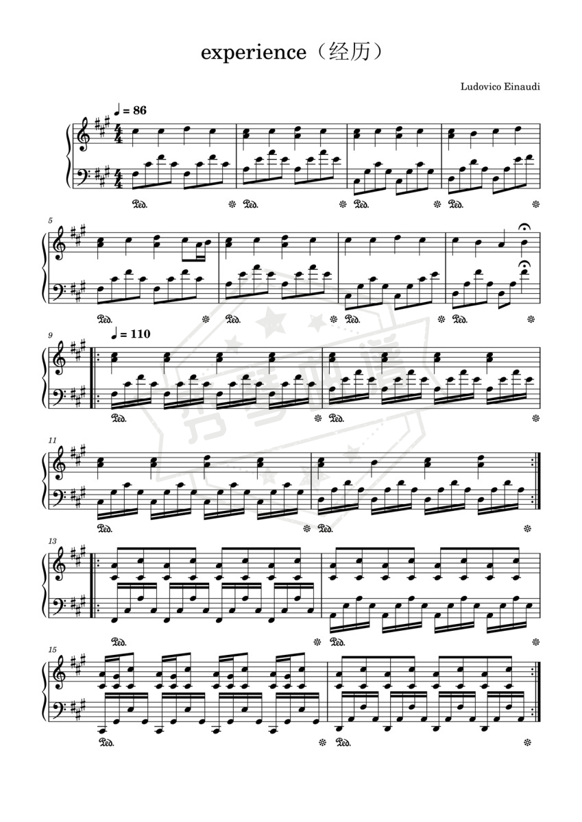 experience（经历）-秀琴曲谱网