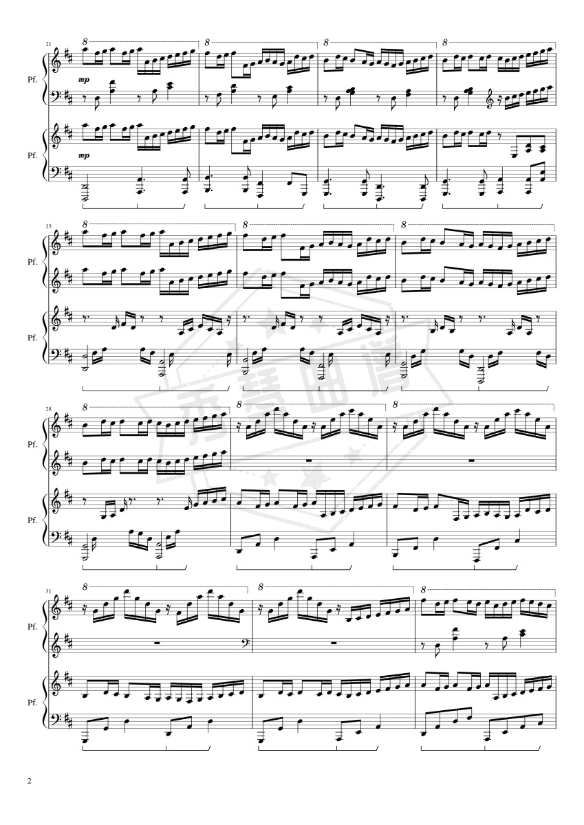 图片[2]-卡农 D大调 四手联弹 (双钢琴) Canon in D 浓情版-秀琴曲谱网
