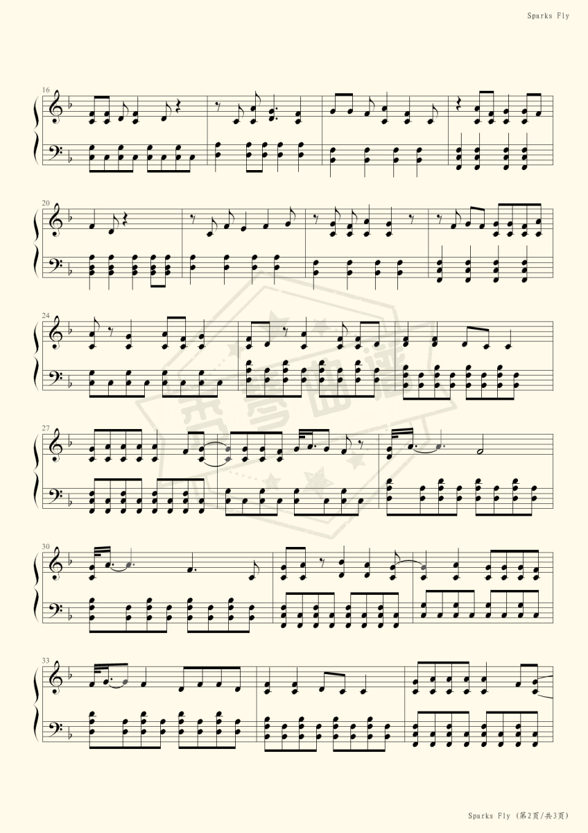 图片[2]-Sparks Fly-Taylor Swift-秀琴曲谱网