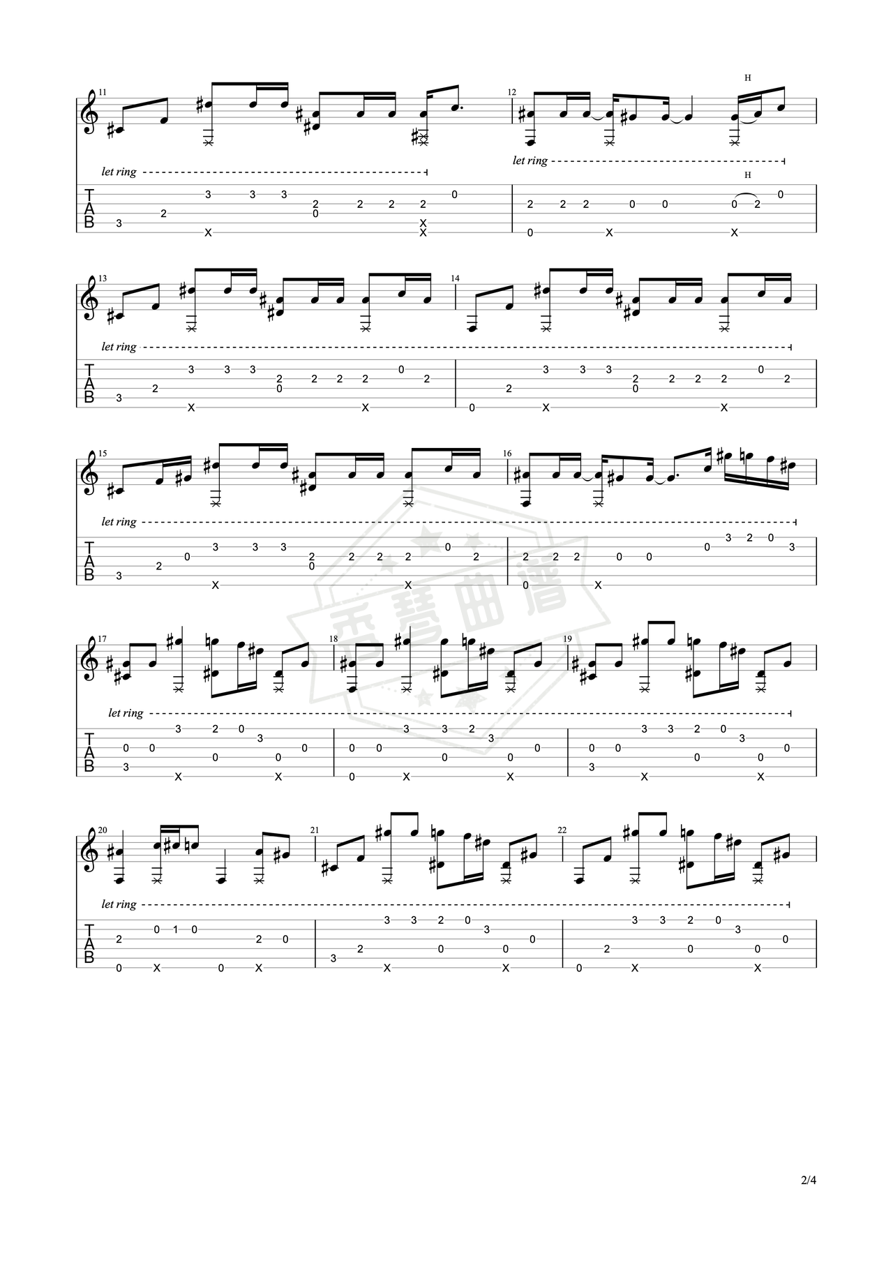 图片[2]-《The  Way  I  Still  Love  You》吉他简谱Ab调指弹谱（Reynard   Silva）-秀琴曲谱网