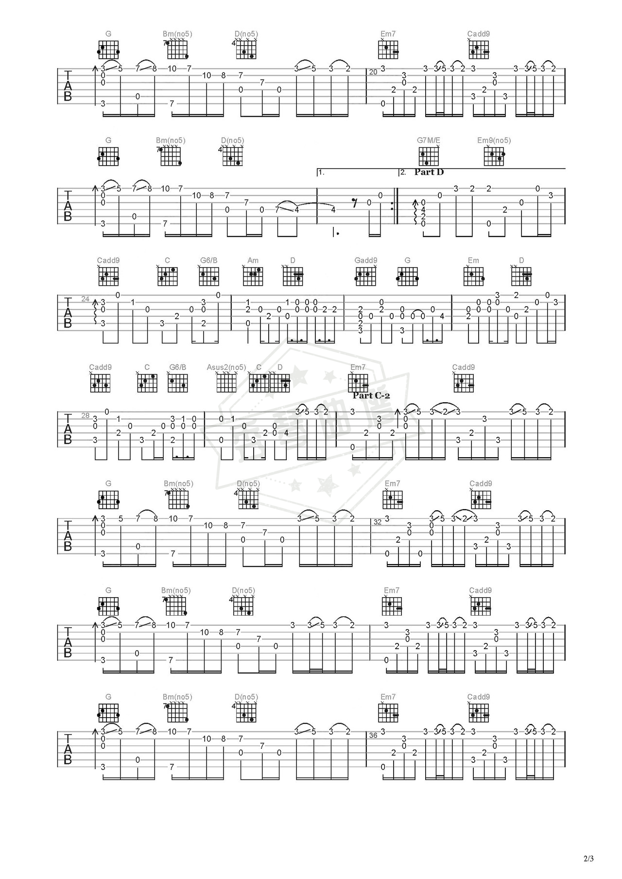 图片[2]-《river》吉他简谱C调指弹谱（郑成河）-秀琴曲谱网