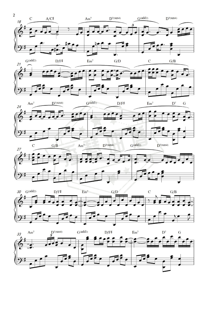 图片[2]-《一念之间》钢琴五线谱c调演奏版-秀琴曲谱网