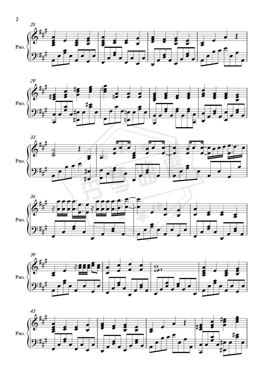 图片[2]-《晴天》钢琴五线谱A调弹唱版-秀琴曲谱网