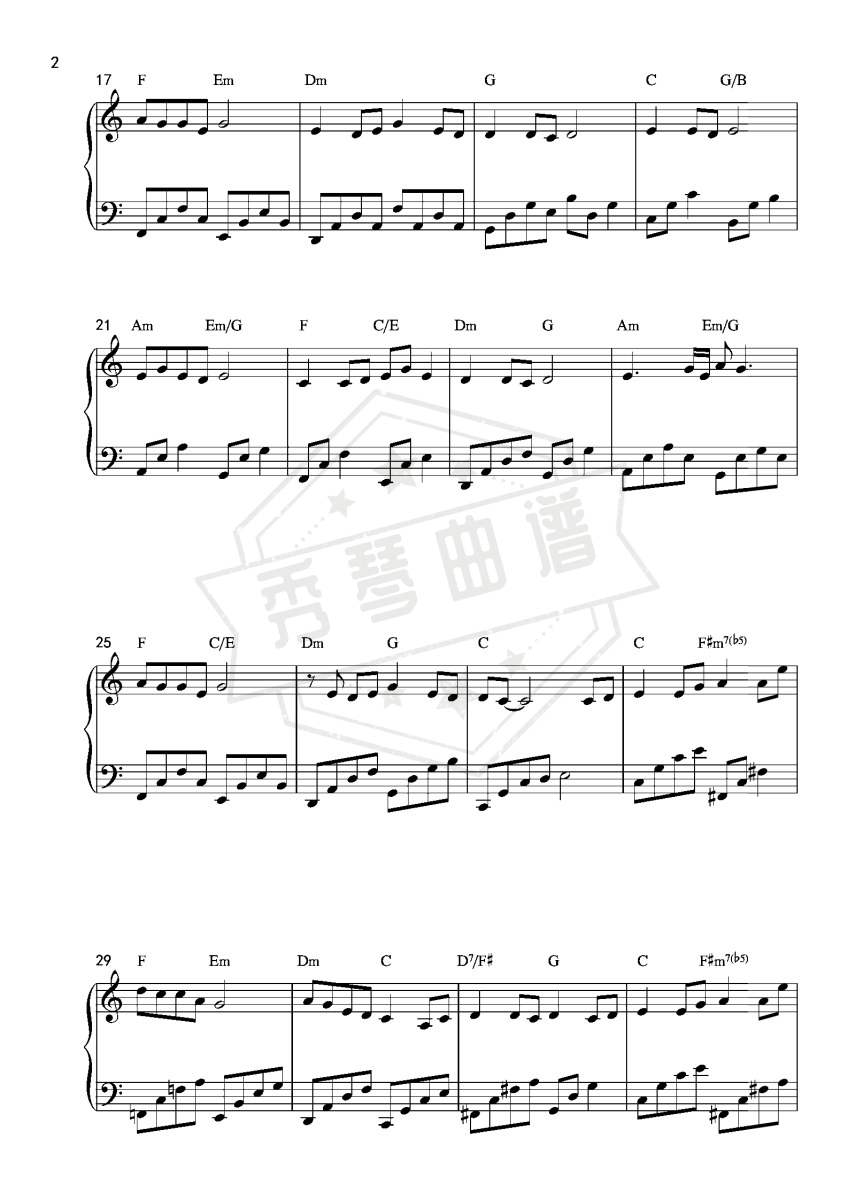 图片[2]-菊花台-简易优美版-秀琴曲谱网