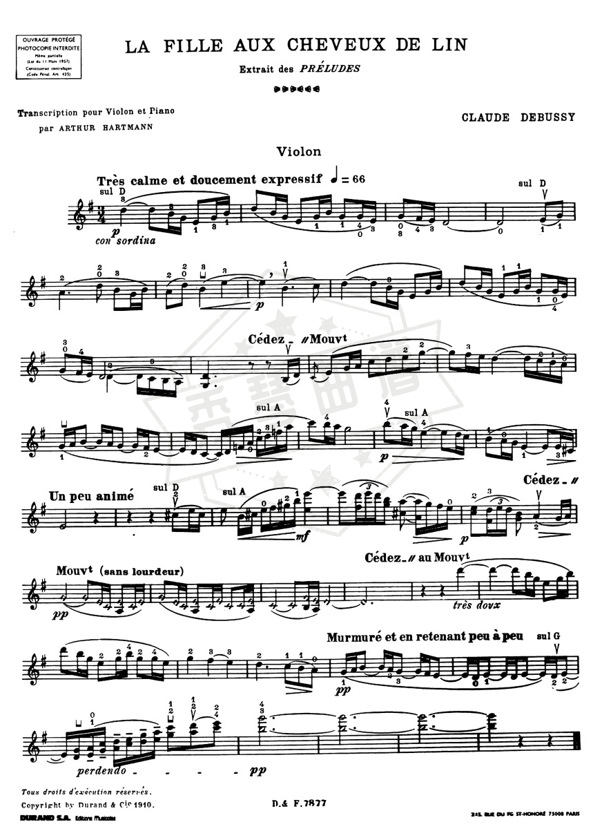 Préludes,Livre 1(Claude Debussy)完整乐谱和小提琴部分-秀琴曲谱网