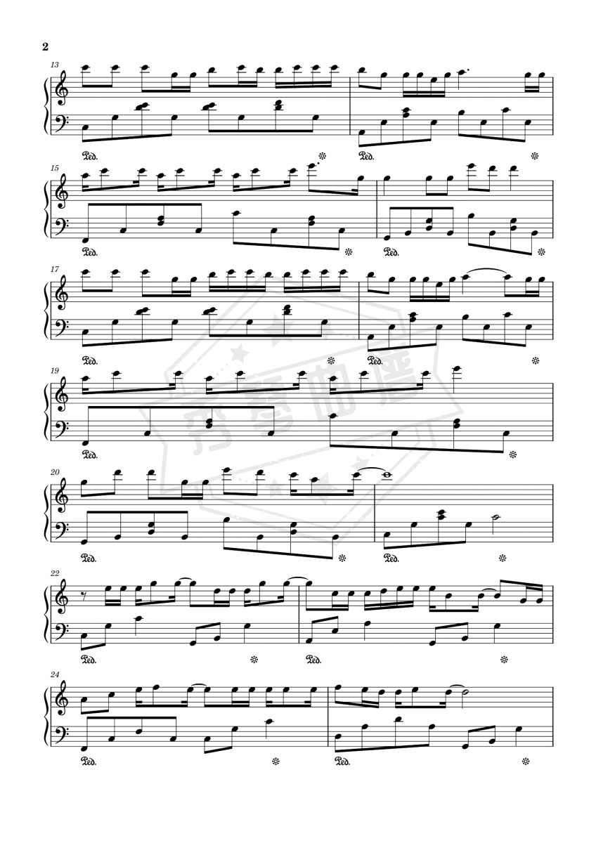 图片[2]-《恋爱循环》钢琴五线谱c调演奏版(Miko孙涵)-秀琴曲谱网