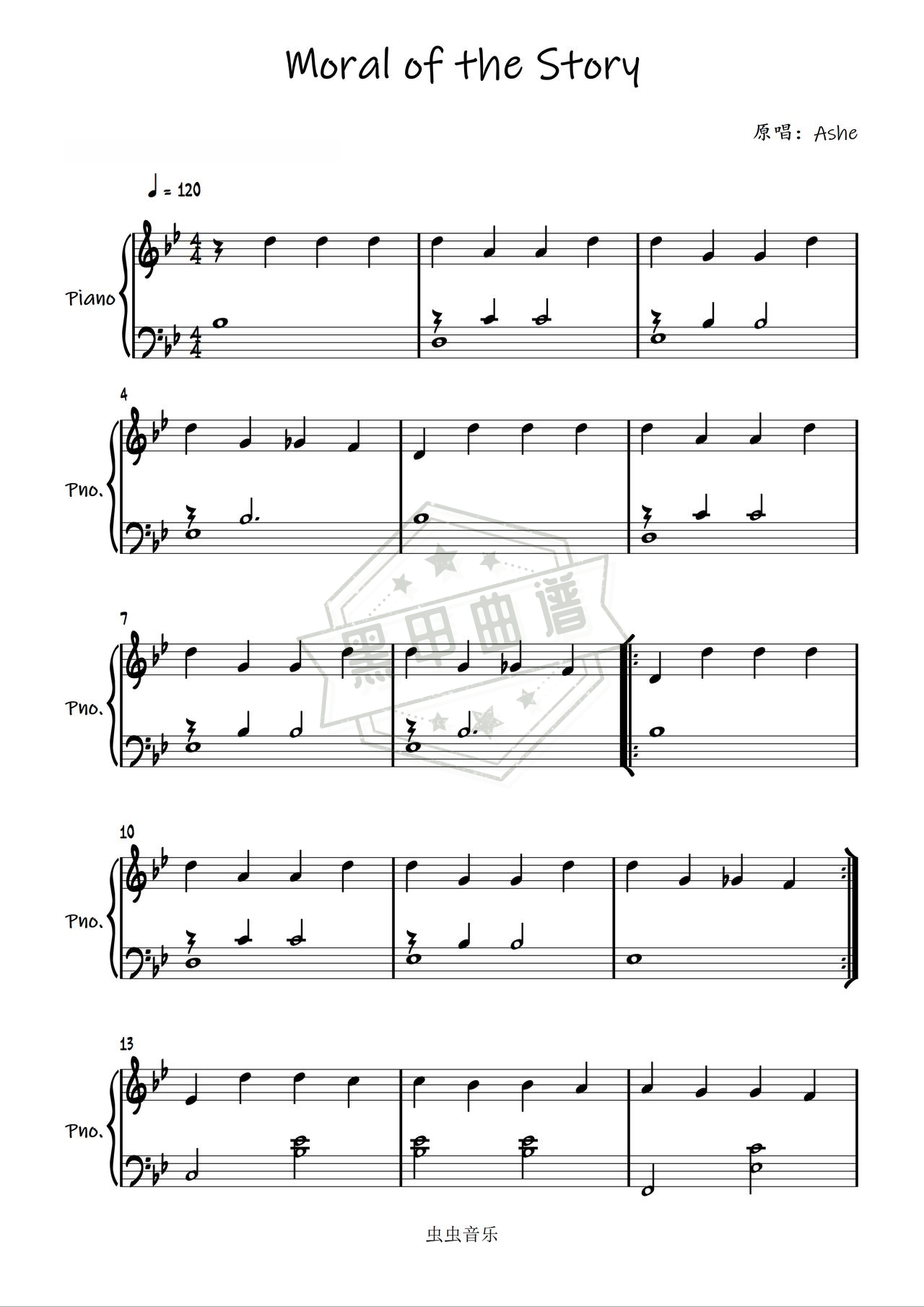 简谱Bb调《Moral of the Story》吉他弹唱谱_Bb调Moral of the Story曲谱