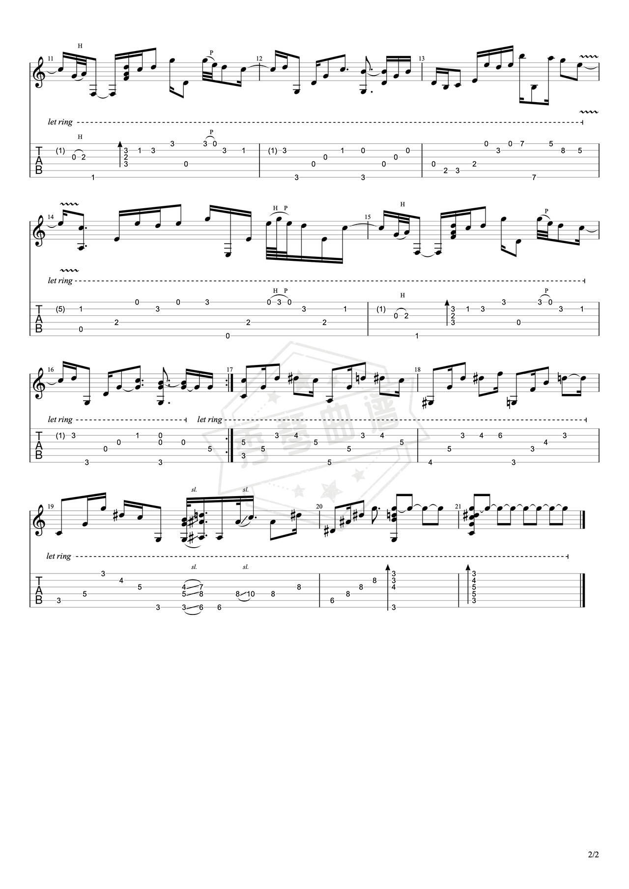图片[2]-《While My Guitar Gently Weeps》吉他简谱C调指弹谱（披头士乐队）-秀琴曲谱网
