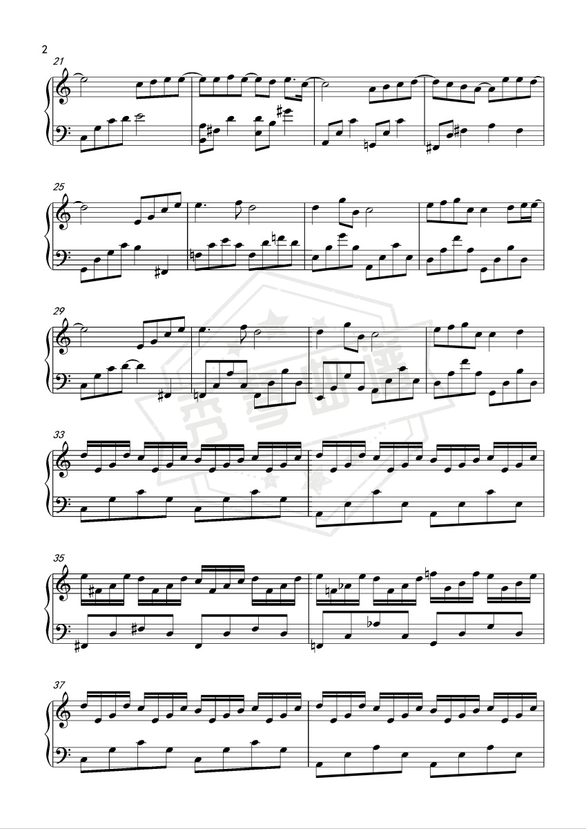 图片[2]-《蒲公英的约定》钢琴五线谱c调演奏版-秀琴曲谱网
