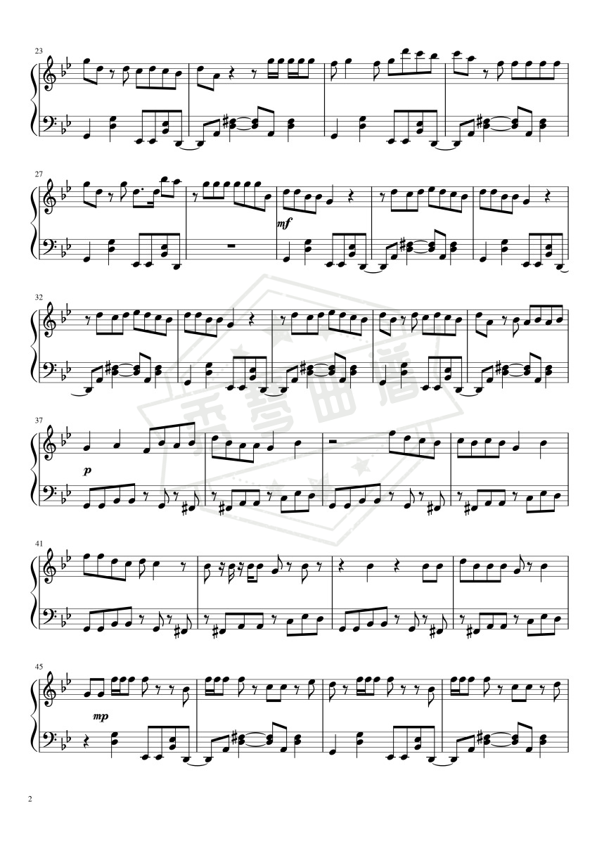 图片[2]-《Havana》钢琴五线谱b调演奏版-秀琴曲谱网