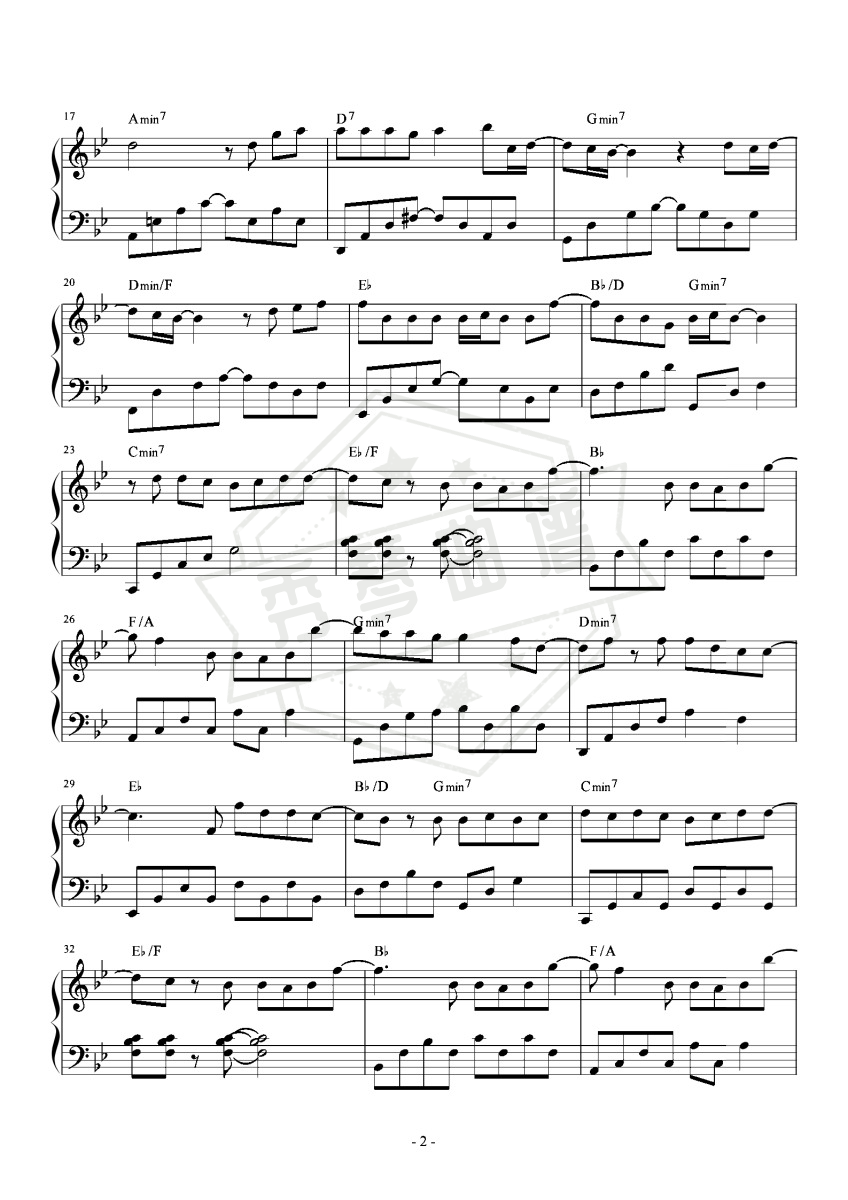 图片[2]-浪漫手机 原调降B 和弦版-秀琴曲谱网