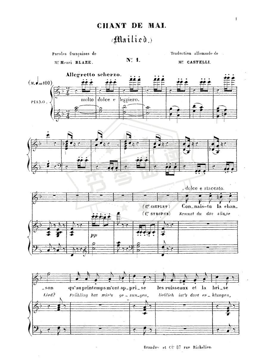Chant de mai(Giacomo Meyerbeer)完整乐谱-秀琴曲谱网
