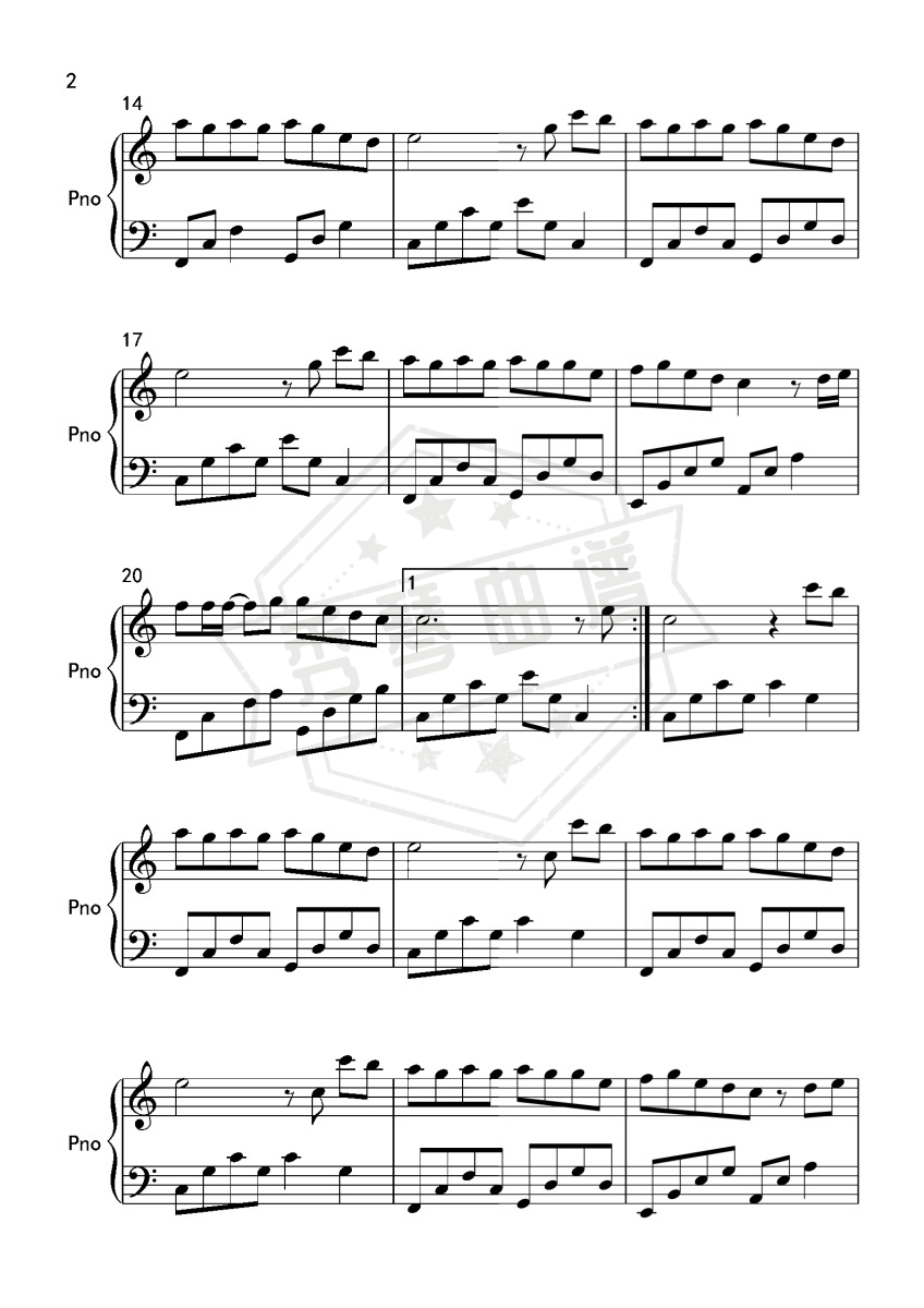 图片[2]-《阿拉斯加海湾》钢琴五线谱c调演奏版(en)-秀琴曲谱网