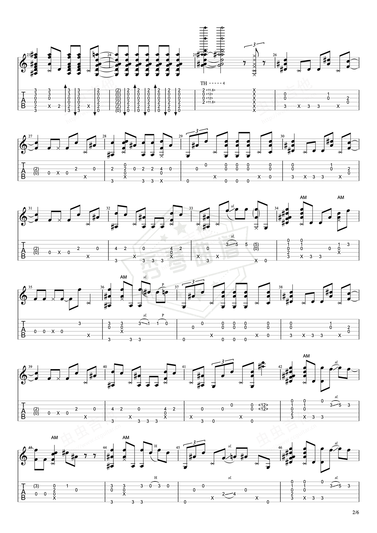 图片[2]-《Viva La Vida》吉他简谱Eb调指弹谱（Colldplay）-秀琴曲谱网