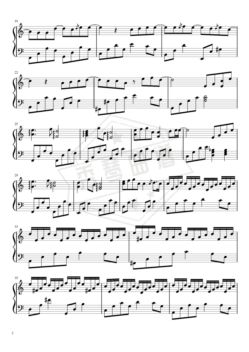 图片[2]-《蒲公英的约定》钢琴五线谱c调演奏版-秀琴曲谱网