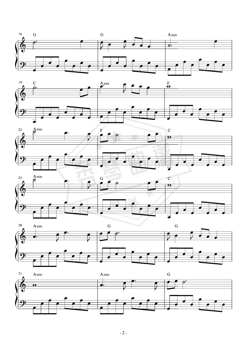 图片[2]-敢问路在何方 C调简易 怀旧经典-秀琴曲谱网