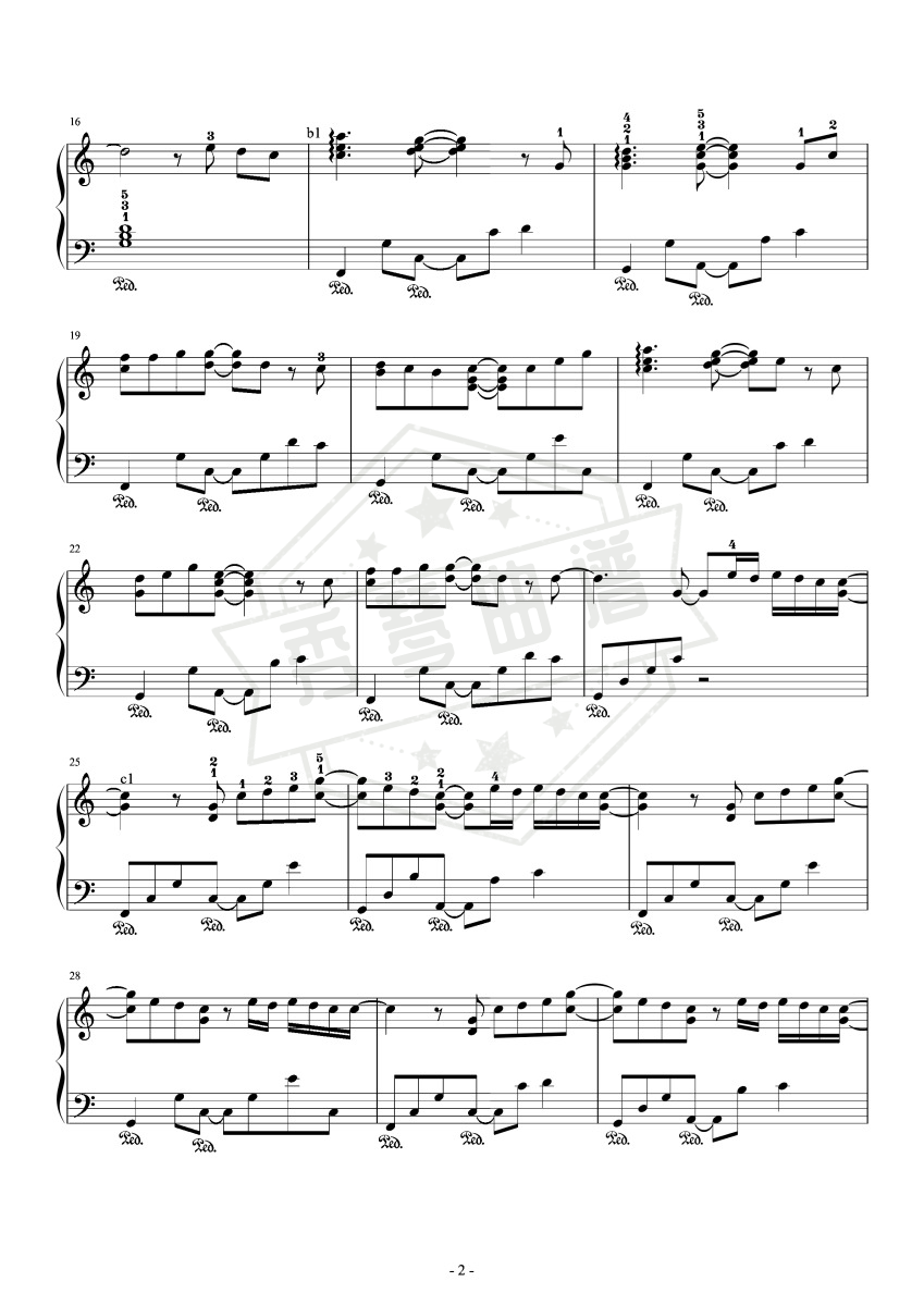 图片[2]-光点(抒情优化+带指法)-秀琴曲谱网