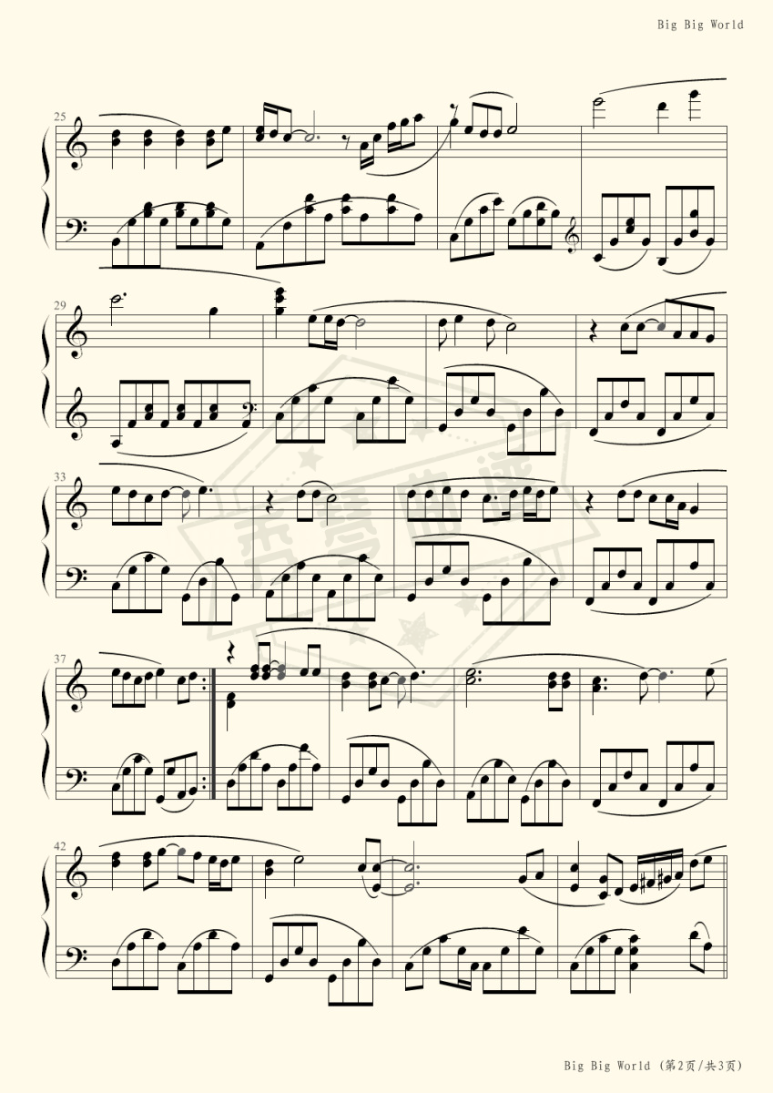 图片[2]-Big Big World-Simple Version-Emilia Rydberg-秀琴曲谱网