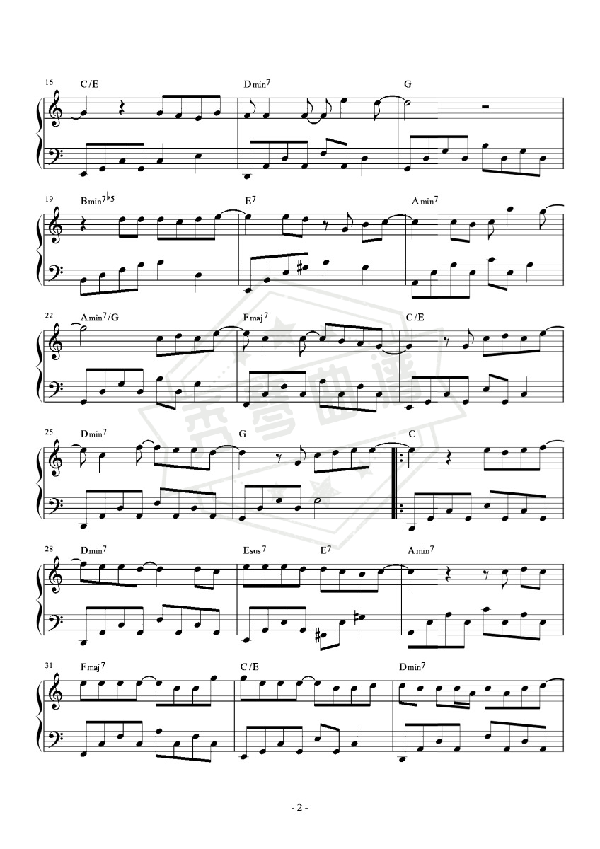 图片[2]-回到过去 C调简易 原版和弦-秀琴曲谱网