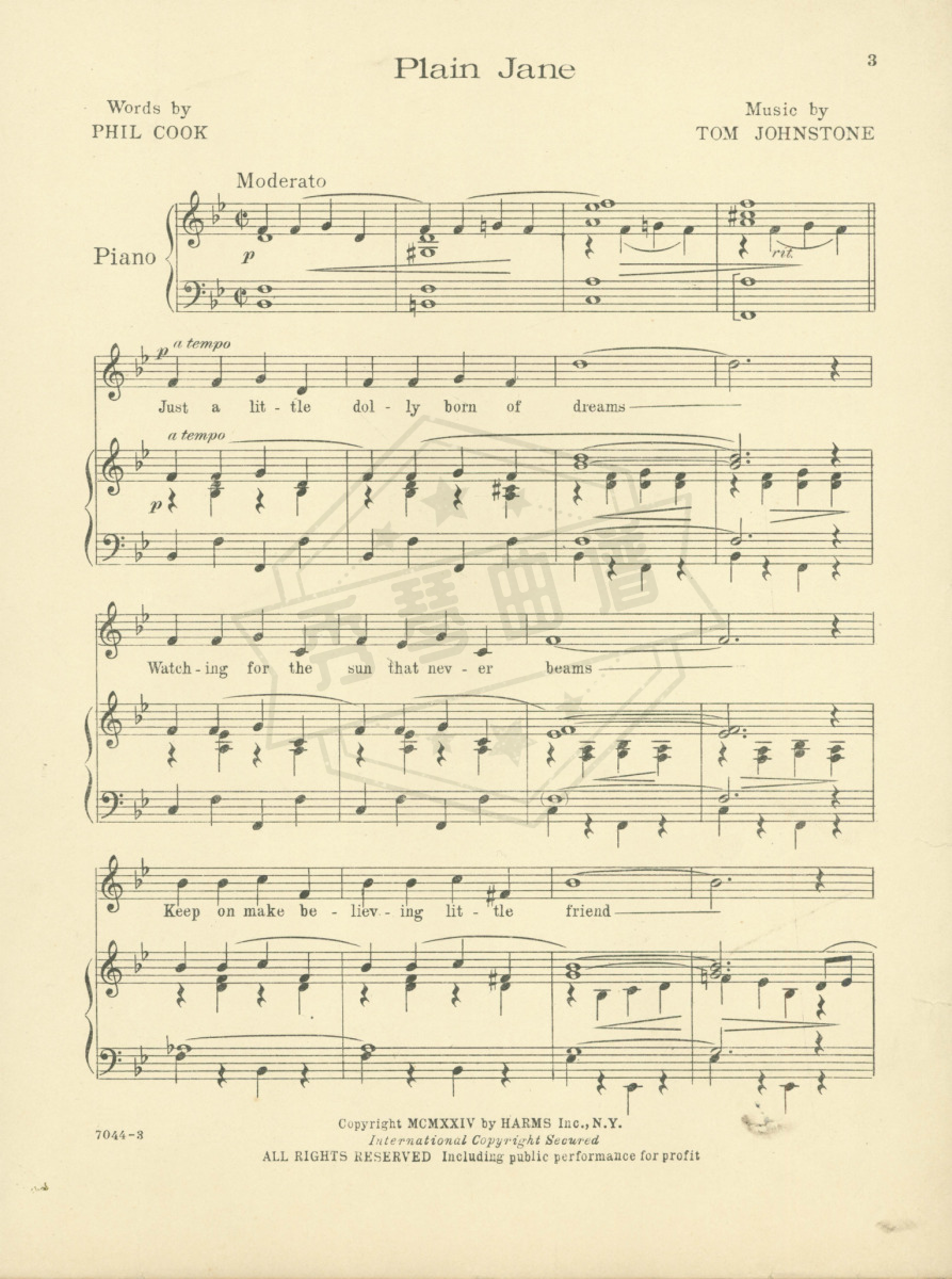图片[2]-Plain Jane(Tom Johnstone)Plain Jane-秀琴曲谱网