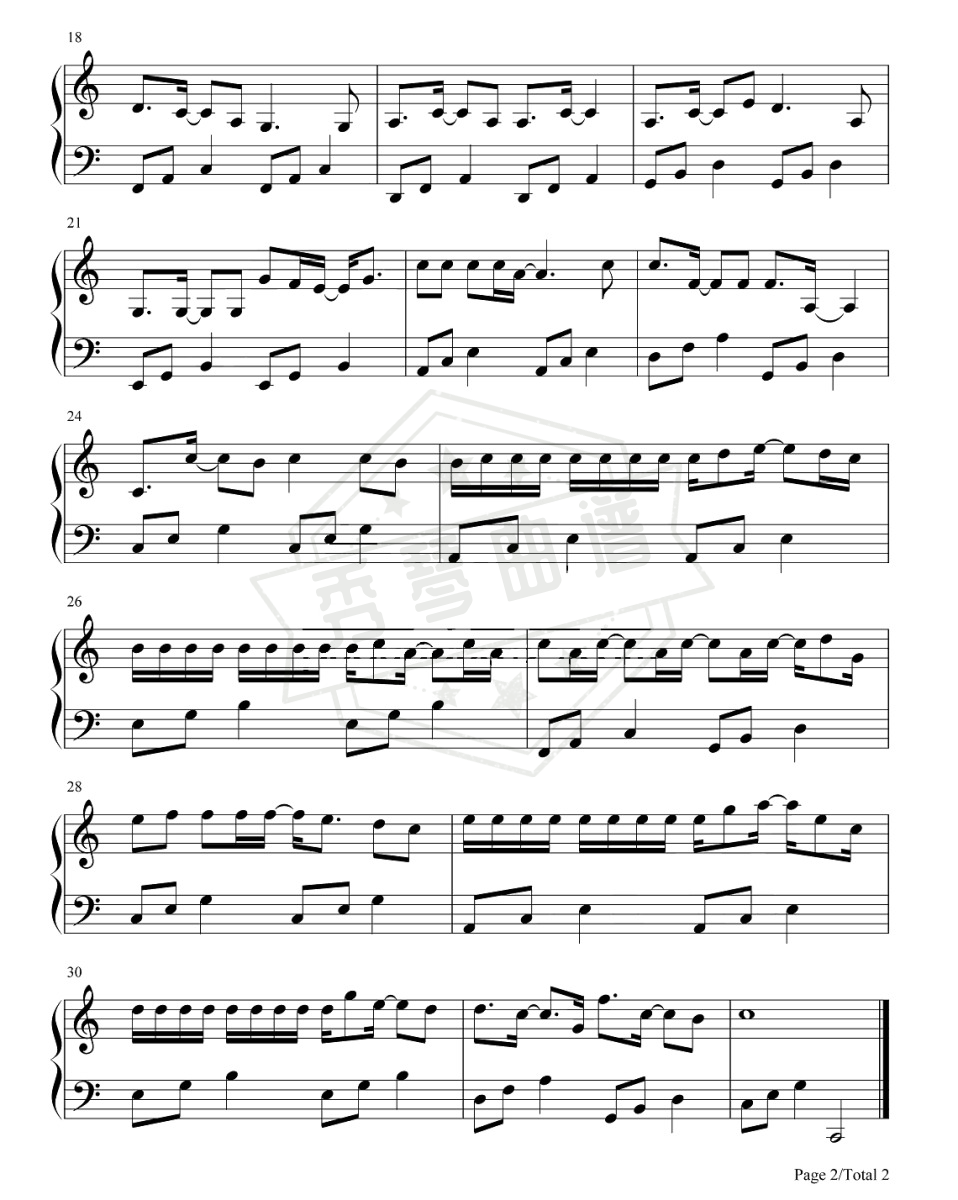 图片[2]-《嚣张》钢琴简谱,五线谱c调演奏版-秀琴曲谱网