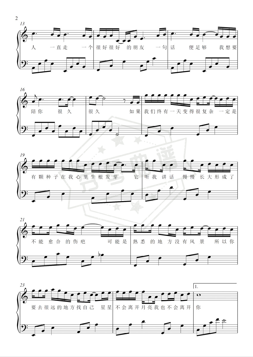 图片[2]-《可能》钢琴五线谱c调弹唱版(Hi我是Laura)-秀琴曲谱网