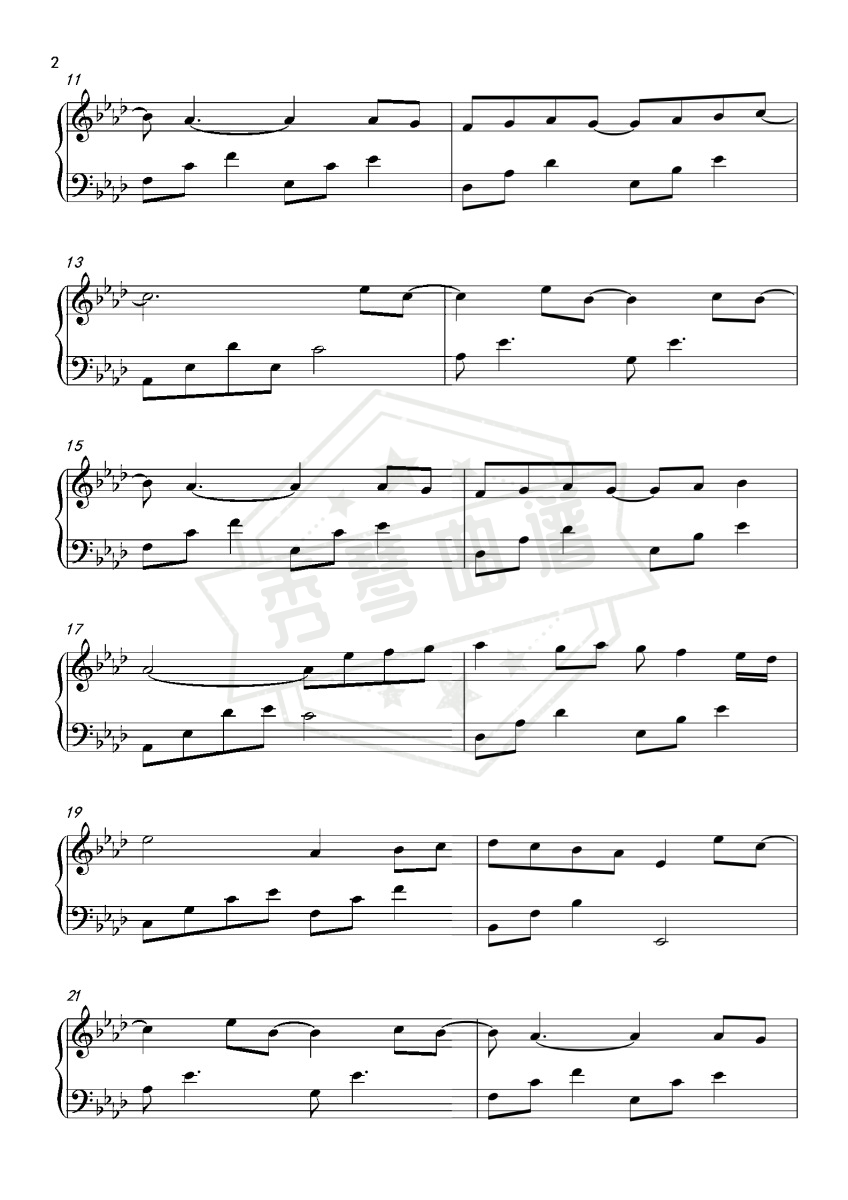 图片[2]-《遇见》钢琴五线谱c调演奏版-秀琴曲谱网