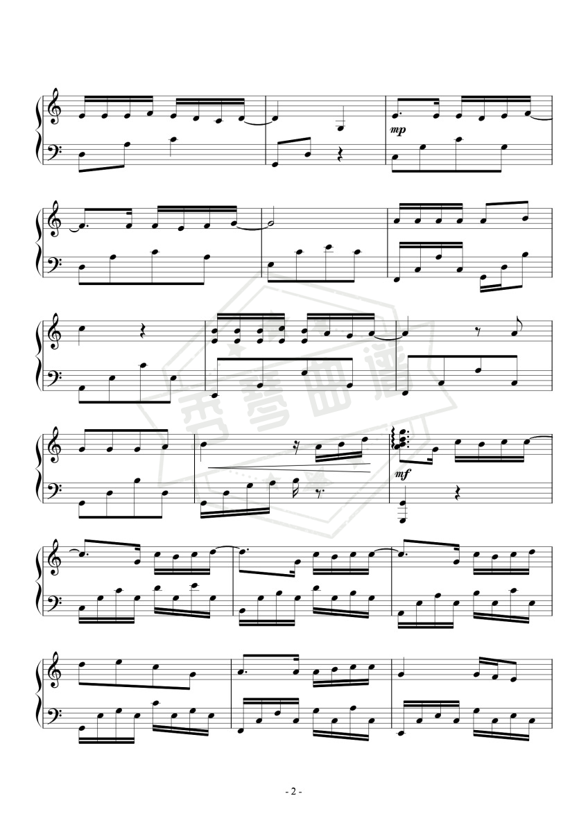 图片[2]-《飞云之下》钢琴五线谱c调演奏版-秀琴曲谱网