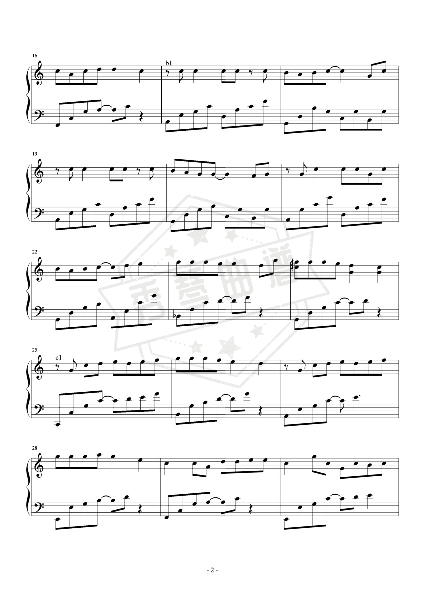图片[2]-简单爱（精编、优化又容易的回忆版）-秀琴曲谱网