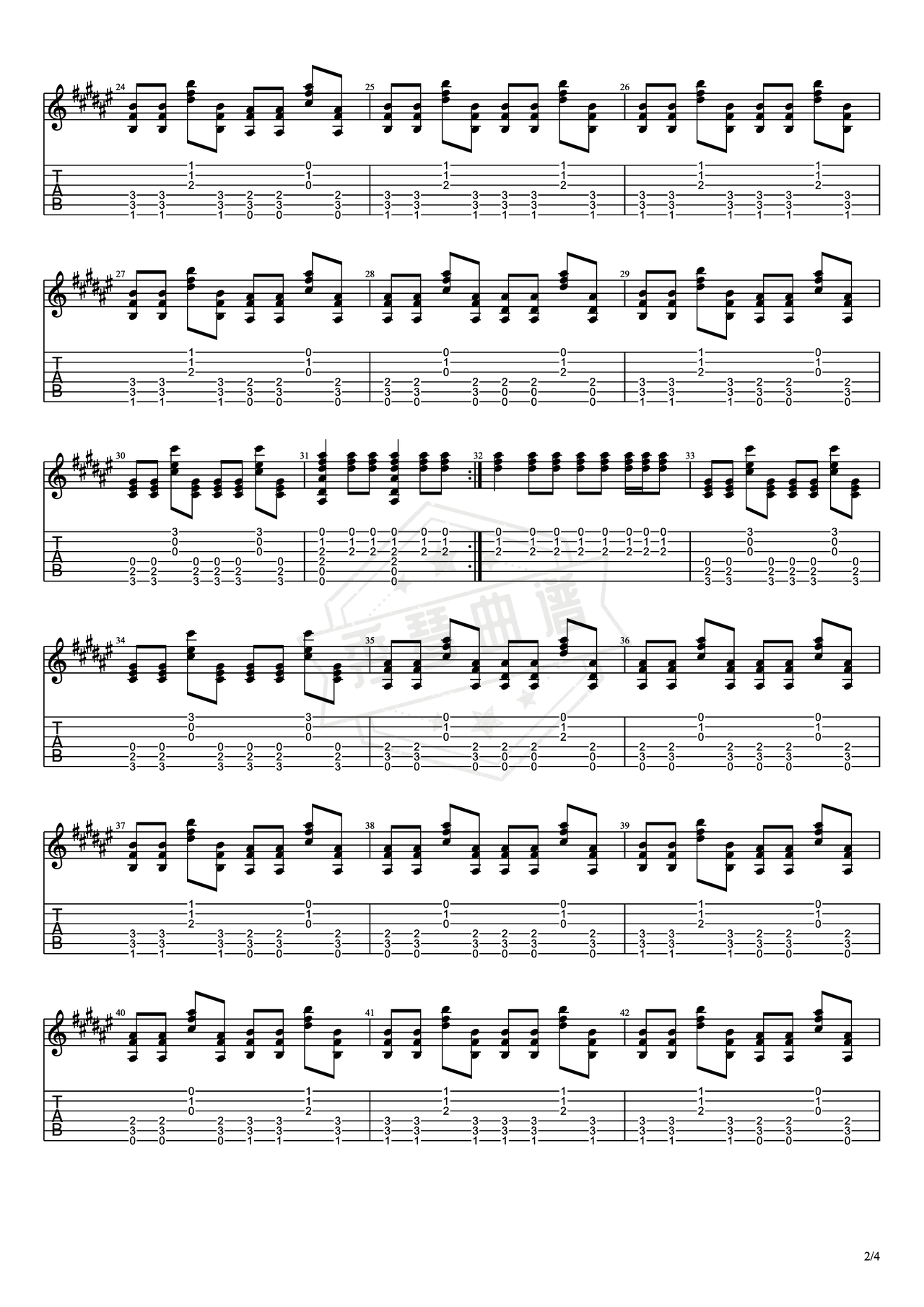 图片[2]-《寂静之声》吉他简谱C调双吉他谱（保罗西蒙）-秀琴曲谱网