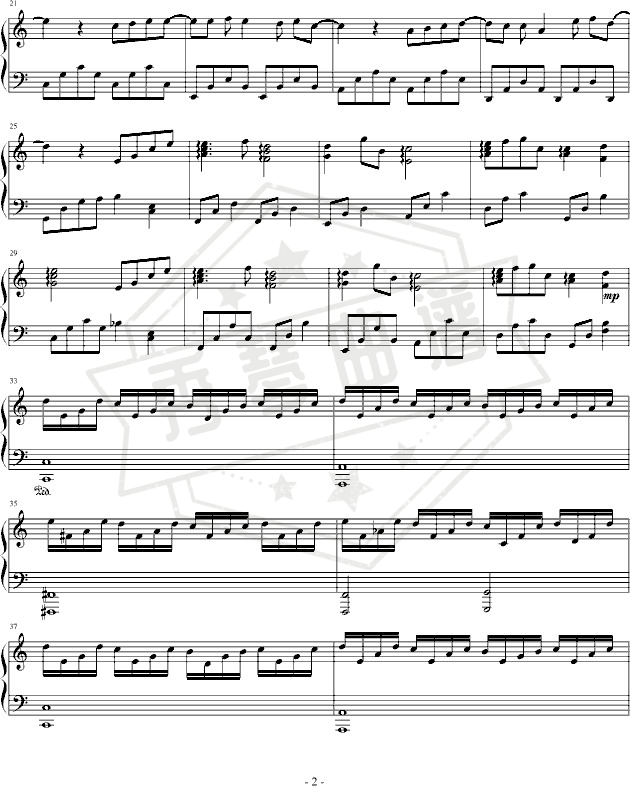 图片[2]-《蒲公英的约定》钢琴五线谱c调演奏版-秀琴曲谱网