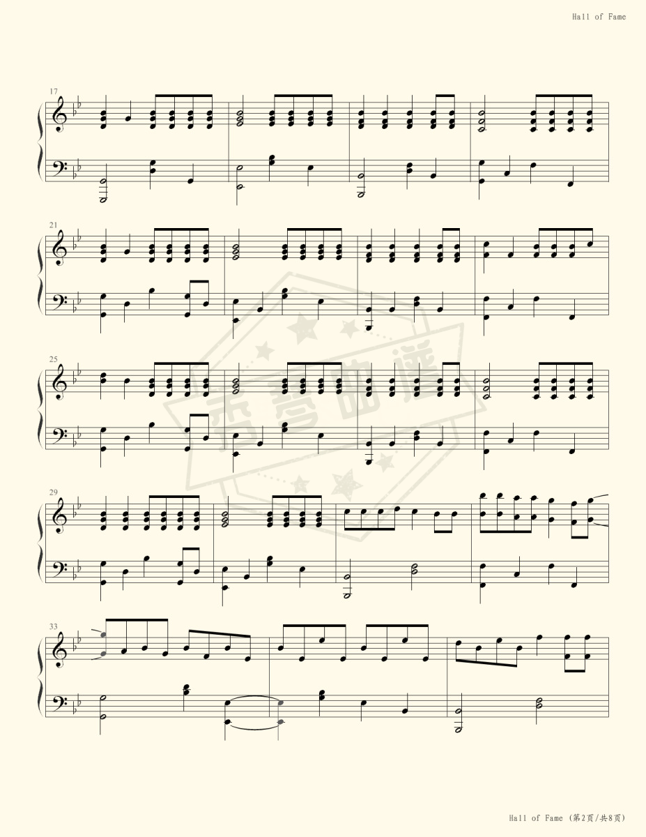 图片[2]-《Hall of Fame》钢琴五线谱b调演奏版(The Script)-秀琴曲谱网