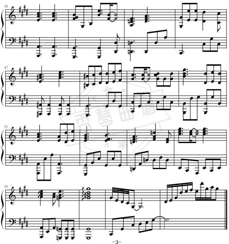 图片[2]-《慢慢》钢琴五线谱e调演奏版(张学友)-秀琴曲谱网