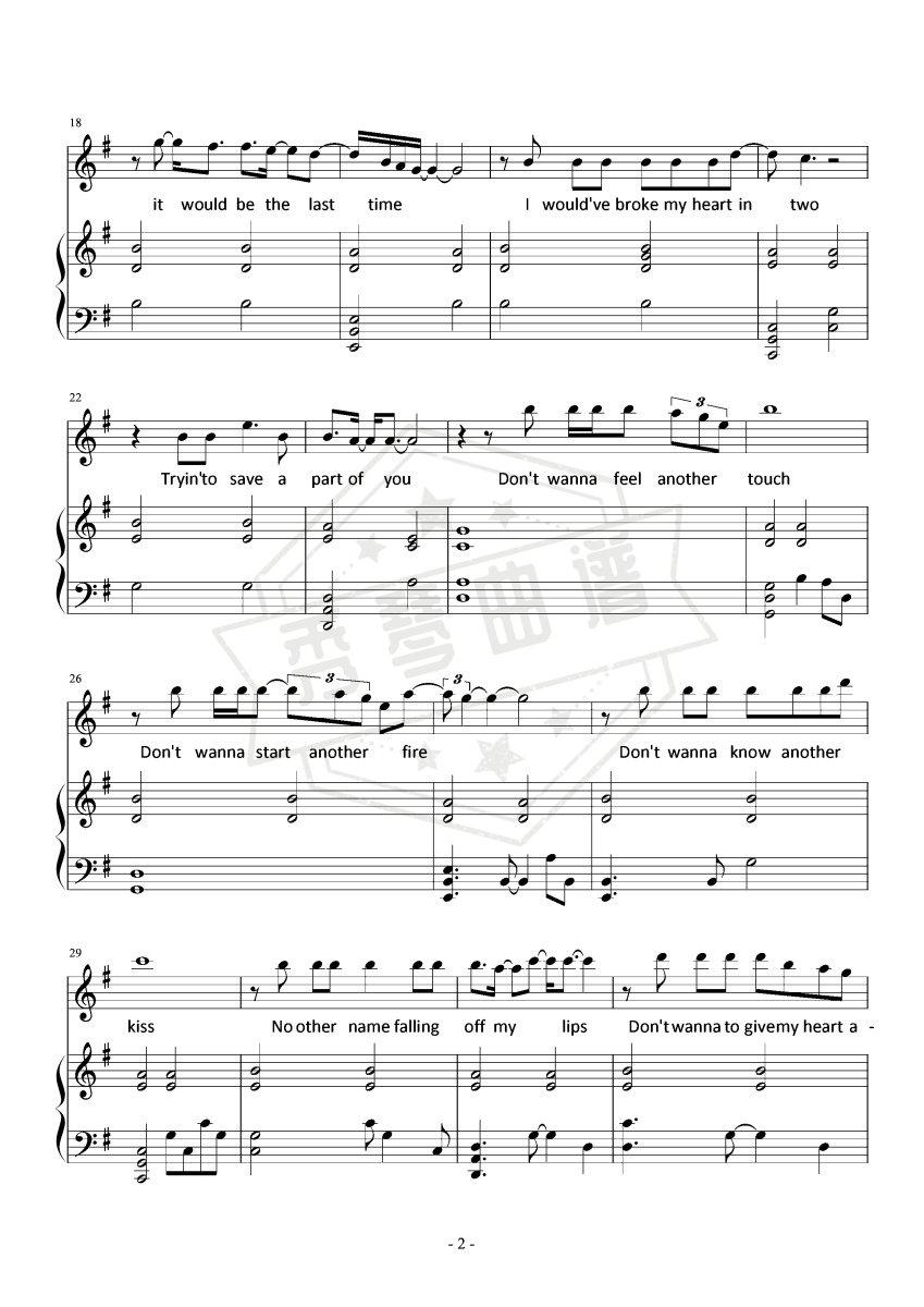 图片[2]-Lady Gaga – I’ll Never Love Again【弹唱谱】《一个明星的诞生》-秀琴曲谱网
