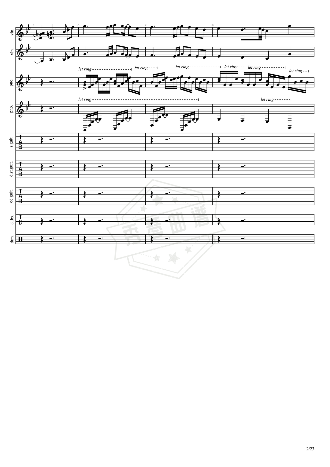 图片[2]-《海阔天空》吉他简谱Eb调总谱（信乐团）-秀琴曲谱网