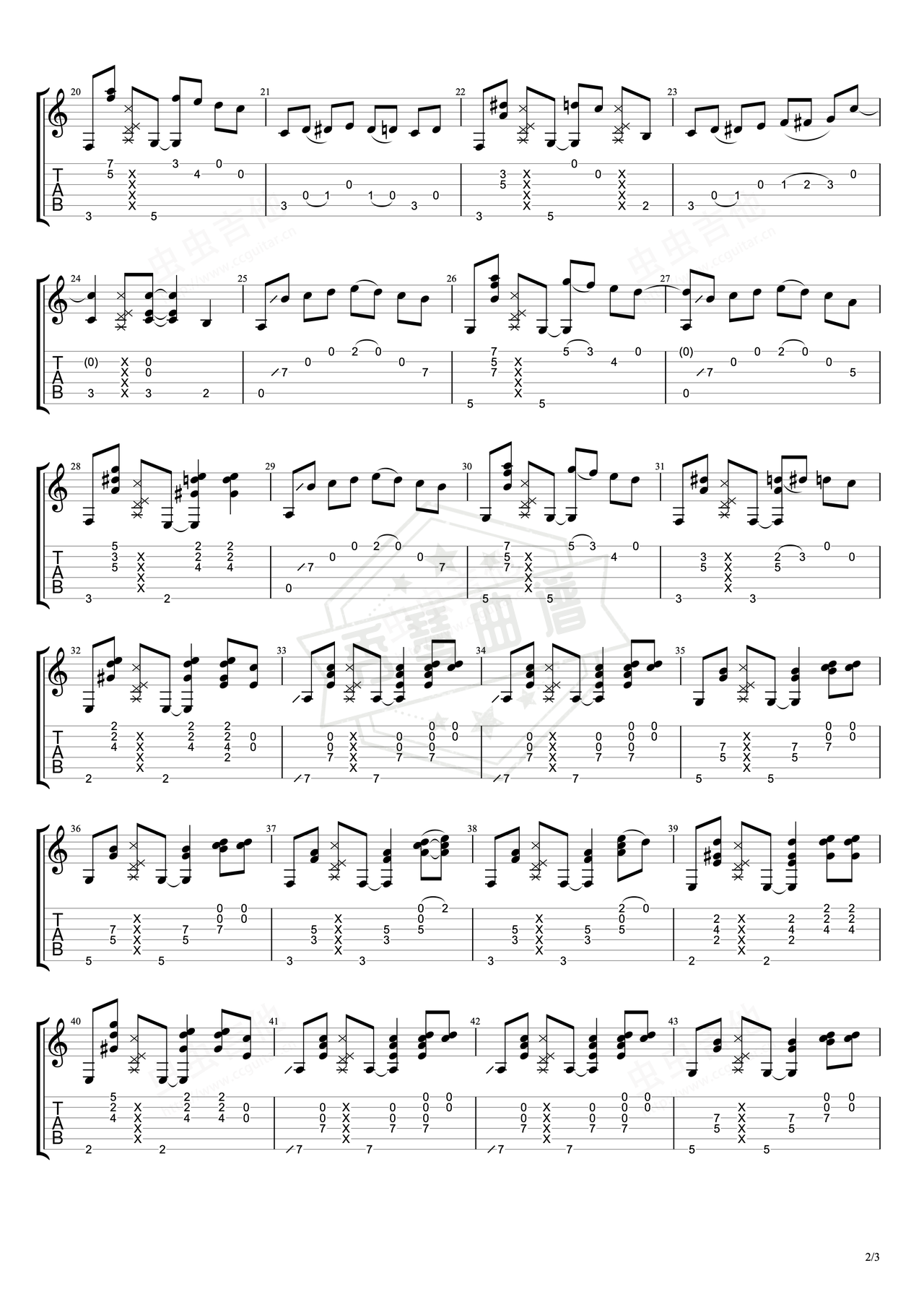 图片[2]-《Kitchen Helper Blues》吉他简谱C调指弹谱（岸部真明）-秀琴曲谱网