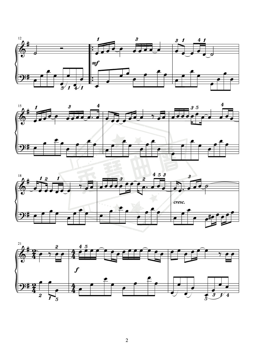 图片[2]-等一分钟（带指法简单好听版）-秀琴曲谱网