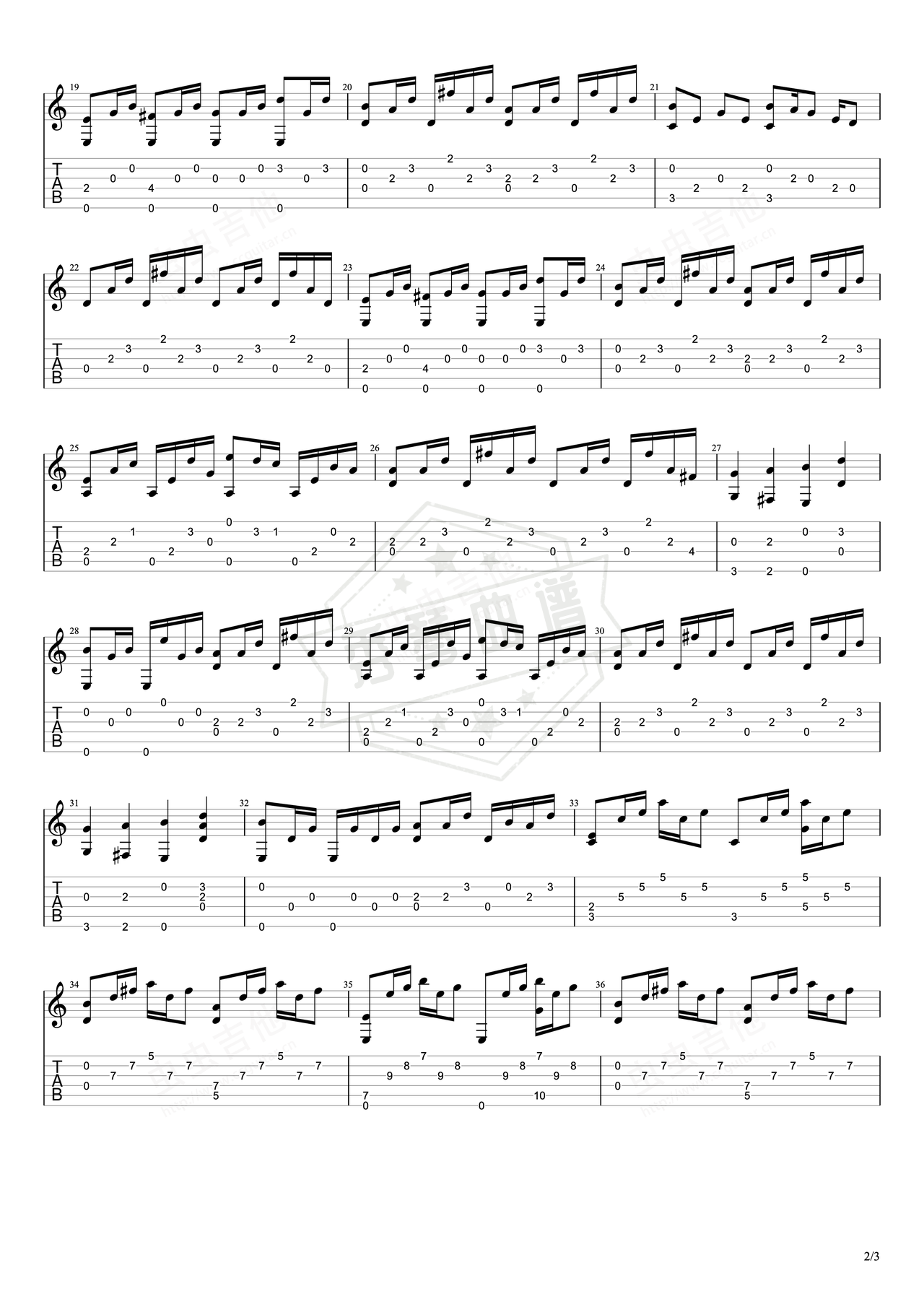图片[2]-《mystery of love》吉他简谱G调指弹谱（Sufjan Stevens）-秀琴曲谱网