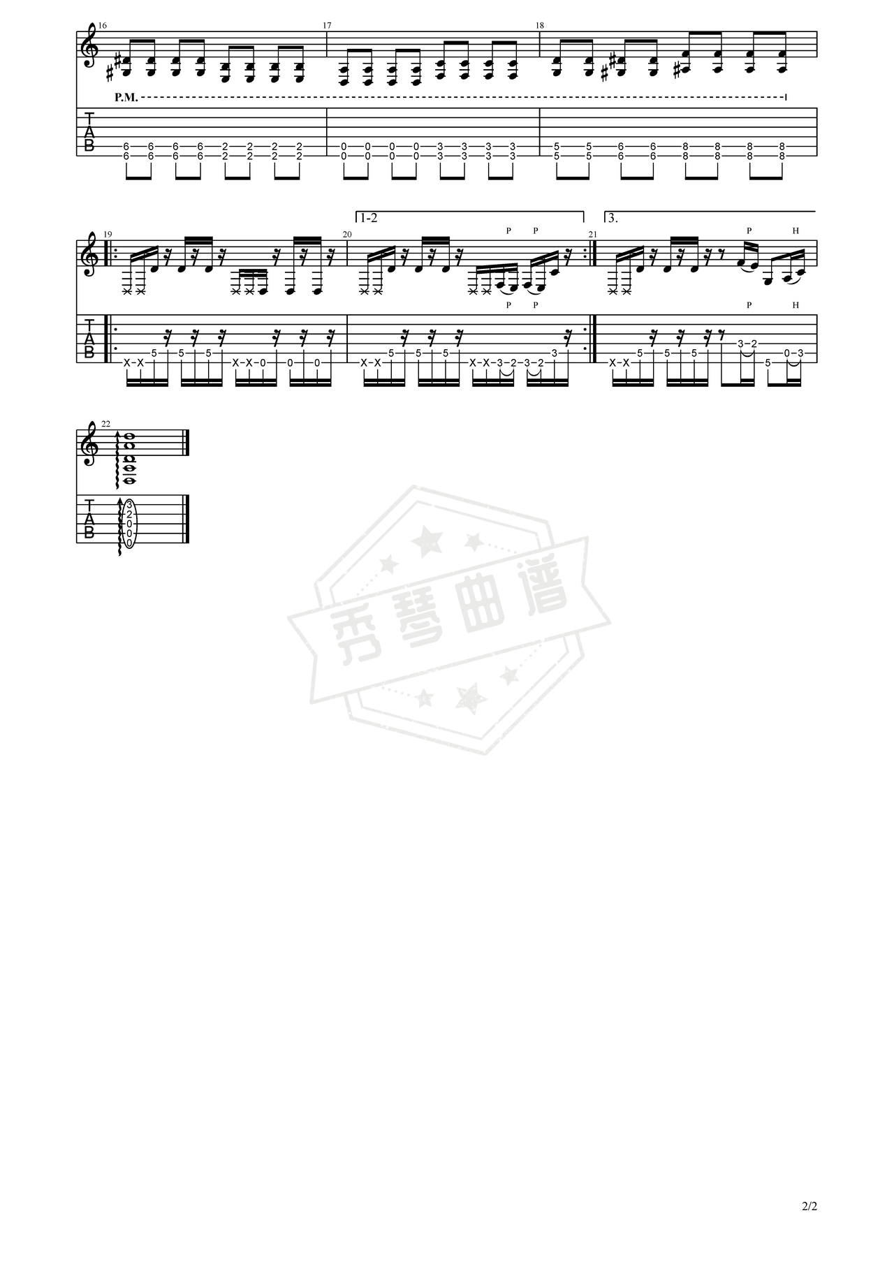 图片[2]-《环太平洋配乐》吉他简谱F调电吉他谱（Tom Morello）-秀琴曲谱网